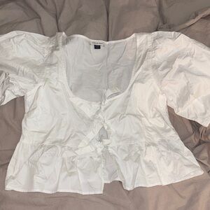 American Eagle Outfitters Tie Front Puff Sleeve Blouse